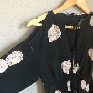 All Saints Silk Lavete Dress Cold Shoulder Midi